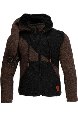 Kunst und Magie Strickjacke Strickjacke Goa Wolle Jacke Fleecefutter Zipfelkapuze Unisex Fair - Verkäufer: