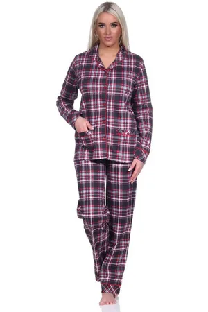Normann Pyjama Damen Pyjama in Karo Optik zum durchknöpfen in Single Jersey Qualität - Verkäufer: Fairway