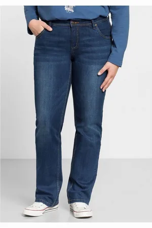 Sheego Stretch-Jeans Große Größen mit gerader Beinform, individuelle Used-Effekte