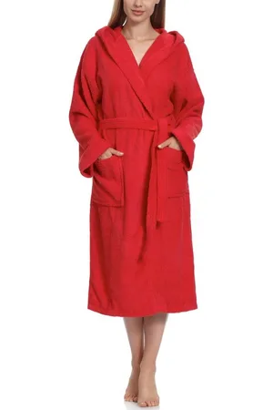 Ladeheid Bademantel Damen Frottee Bademantel aus 100% Baumwolle LA40-102, Langform, Baumwolle, Kapuze, elastischer Bund - Verkäufer: HISERT