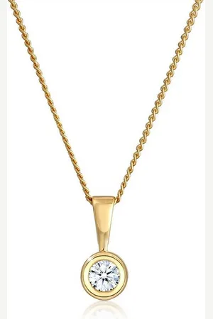 Elli DIAMONDS Kette mit Anhänger Solitär Diamant Brillantschliff (0.11 ct) 585 Gelbgold - Verkäufer: JULIE & GRACE GmbH