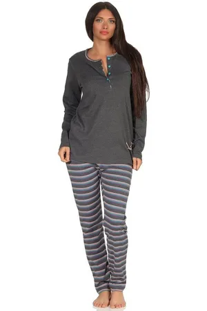 Normann Pyjama Damen Pyjama Kuschelinterlock mit süssen Faultier Tiermotiv - Verkäufer: Fairway