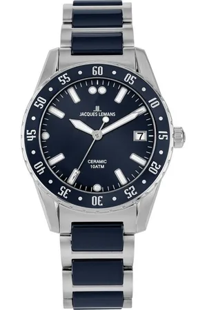 Jacques Lemans Keramikuhr Liverpool, 42-12B, Quarzuhr, Armbanduhr, Damenuhr, Datum, Edelstahlarmband,Keramik