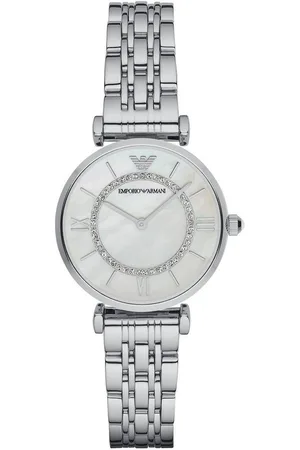 Emporio Armani Quarzuhr, Armbanduhr, Damenuhr, Perlmutt-Zifferblatt, Edelstahlarmband