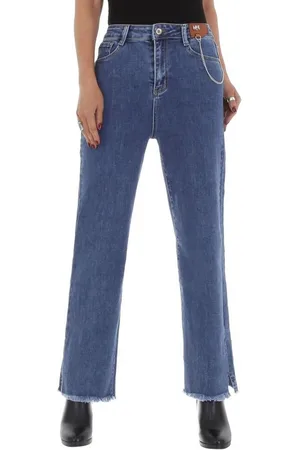 Ital-Design Röhrenjeans Damen Freizeit Destroyed-Look Stretch Relaxed Fit Jeans in - Verkäufer: