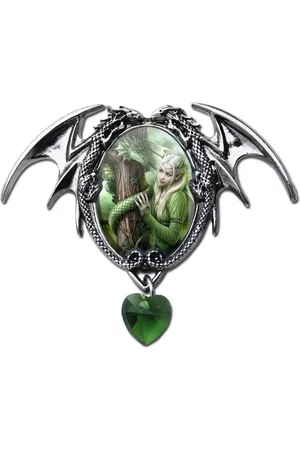 ANNE STOKES Kettenanhänger Anhänger Seelenverwandte Cabochon Schmuck Drache Elfe Fan - Verkäufer: Holzenplotz