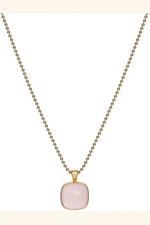iz-el Silberkette Kette Gold ROSENQUARZ - QUADRATISCH, 925 Sterling Silber - Verkäufer: