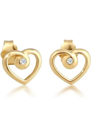 Elli DIAMONDS Paar Ohrstecker Ohrstecker Herz Diamant Weiß Brillantschliff (0.03 ct) 585 Gelbgold, Herz - Verkäufer: JULIE & GRACE GmbH