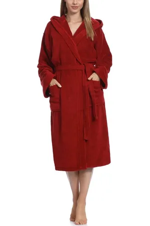 Ladeheid Bademantel Damen Frottee Bademantel aus 100% Baumwolle LA40-102, Langform, Baumwolle, Kapuze, elastischer Bund - Verkäufer: HISERT