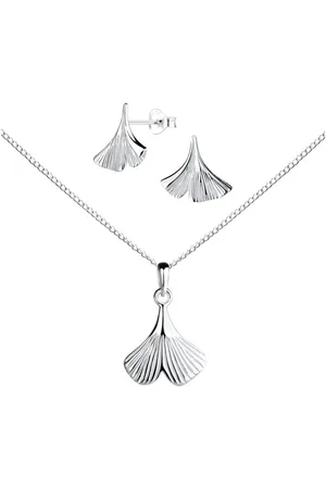 ALEXANDER YORK Schmuckset GINKGO, 4-tlg. (Kette mit Anhänger, Ohrstecker), 925 Sterling Silber - Verkäufer: