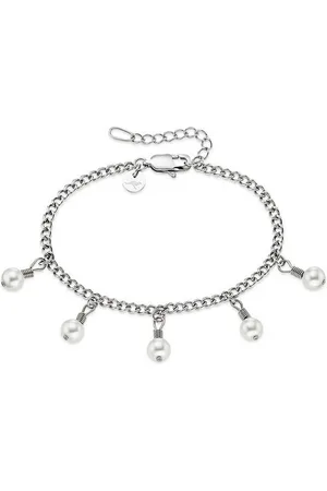 KangaROOS Edelstahlarmband Schmuck Geschenk, Armkette Perle mit Ankerkette