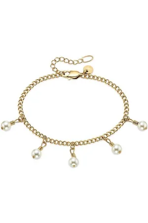 KangaROOS Edelstahlarmband Schmuck Geschenk, Armkette Perle mit Ankerkette