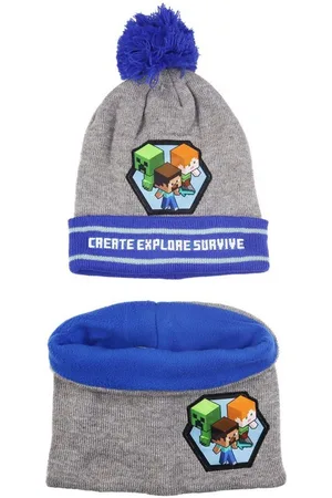 Minecraft Bommelmütze Steve Alex Creppe Wintermütze plus Schal Loop Gr. 52 bis 54 - Verkäufer: WS-Trend