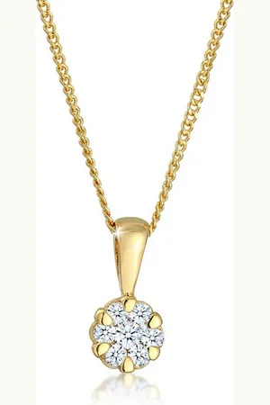 Elli DIAMONDS Kette mit Anhänger Diamant Weiß Brillantschliff (0.12 ct) 585 Gelbgold - Verkäufer: JULIE & GRACE GmbH