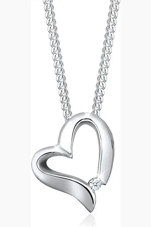 Elli DIAMONDS Kette mit Anhänger Herz Romantisch Diamant (0.015 ct) 925 Silber, Herz - Verkäufer: JULIE & GRACE GmbH