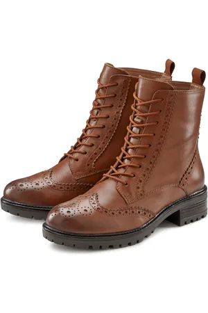 Lascana Schnürboots Schnürstiefelette, Ankle Boots, Leder, Schnüren & Reißverschluss
