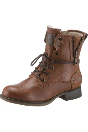 Mustang Winterboots, Blockabsatz, Winterstiefelette, Schnürboots mit Nieten besetzt