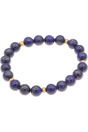 Bella Carina Perlenarmband Armband Lapislazuli Perlen mit goldfarbenen Glasperlen, mit hochwertigem Lapislazuli - Verkäufer:
