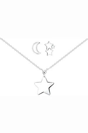 ALEXANDER YORK Schmuckset STERN und MOND, 4-tlg. (Kette mit Anhänger, Ohrstecker), 925 Sterling Silber - Verkäufer: