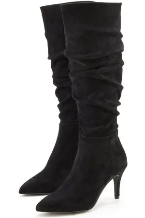 Lascana Reißverschlussstiefel mit modischer Raffung, Langschaft, High-Heel Stiefelette,Slouchy Boots