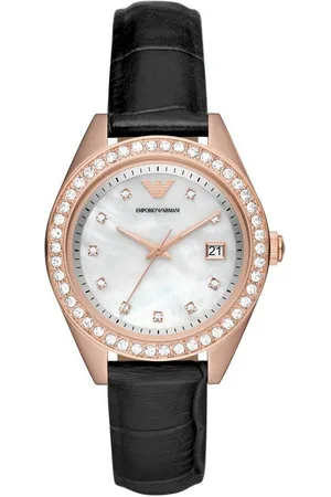 Emporio Armani Quarzuhr AR11505, Armbanduhr, Damenuhr, Datum, analog, Lederarmband, Datum