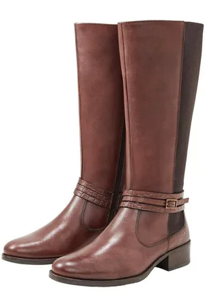 Sheego Große Größen Weitschaftstiefel aus Leder, mit Krokoprägung