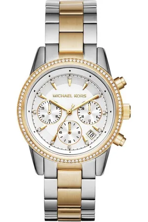 Michael Kors Chronograph RITZ MK6474, Quarzuhr, Armbanduhr, Damenuhr, Stoppfunktion, Edelstahlarmband