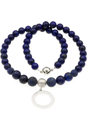 Bella Carina Perlenkette Kette mit Lapislazuli und Silber Anhänger Kreis, mit einem Anhänger Kreis aus 925 Silber - Verkäufer: