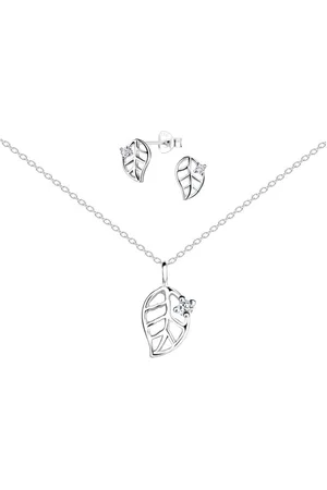 ALEXANDER YORK Schmuckset LEAF ZIRKONIA cut-out Design, 4-tlg. (Kette mit Anhänger, Ohrstecker), 925 Sterling Silber - Verkäufer: