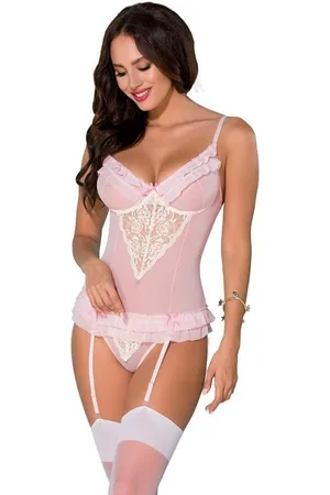 Avanua Corsage Corsage Sisi rosa mit Spitze beige Strapse Dessous mit (Set) - Verkäufer: Andalous Dessous