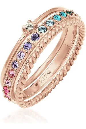 Elli Ring-Set Kristalle Farbig Regenbogen Set (3 tlg) 925 Silber, Ring Set - Verkäufer: JULIE & GRACE GmbH