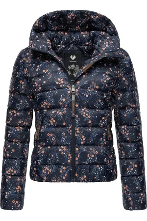 Ragwear Steppjacke Tiasa Geblümte Winterjacke mit Kapuze