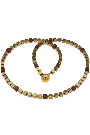 Bella Carina Perlenkette Kette mit Würfel Perlen aus Hämatit und rotem Jaspis, Würfel Perlen - Verkäufer: