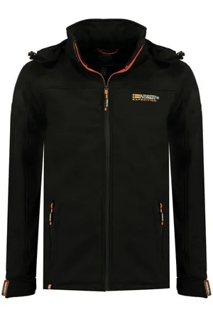 Geographical Norway Softshelljacke Freizeitjacke Sport Outdoor Wander Trekking Jacke in Unifarbe, mit Kapuze, mit abnehmbarer Kapuze, mit Stehkragen - Verkäufer: leyoley