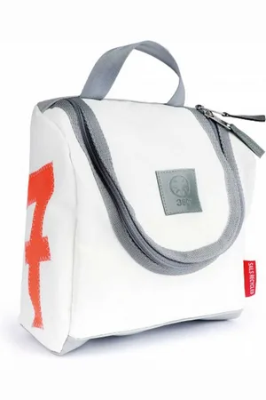 360Grad Reisetasche Kulturbeutel,weiss, Zahl neon orange, Gurt dunkelgrau - Verkäufer: MOCAVI