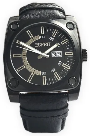 ESPRIT Quarzuhr Retro Spirit Night, aus Edelstahl, Schwarz, Lederband, Datumanzeige - Verkäufer: Gigandet