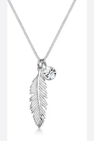 Elli Kette mit Anhänger mit Kristallen und Feder 925 Silber, Feder - Verkäufer: JULIE & GRACE GmbH