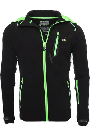 Geographical Norway Softshelljacke Freizeitjacke Sport Outdoor Wander Trekking Jacke in Unifarbe, mit Kapuze, mit abnehmbarer Kapuze, mit Stehkragen - Verkäufer: leyoley