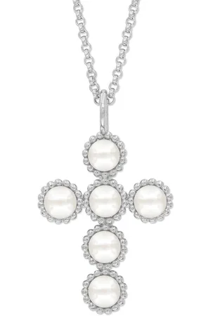 Engelsrufer Kette mit Anhänger Halskette, Perlen, Kreuz, ERN-GLORY-CROSS, mit Muschelkernperle