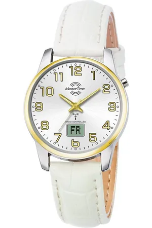 Master Time Funkuhr Basic MTLA-10799-42L, Armbanduhr, Damenuhr, Datum, Leuchtzeiger, Lederarmband