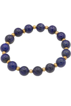 Bella Carina Perlenarmband Armband mit Lapislazuli 10 mm und goldfarbenen Glasperlen, mit hochwertigem Lapislazuli - Verkäufer: