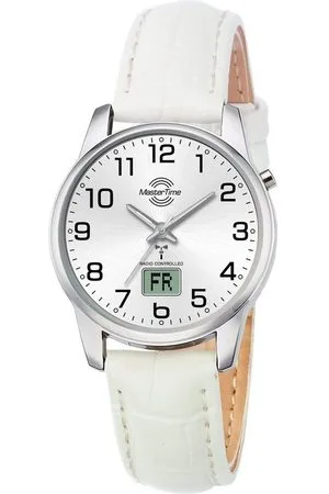 Master Time Funkuhr Basic MTLA-10798-42L, Armbanduhr, Damenuhr, Datum, Leuchtzeiger, Lederarmband