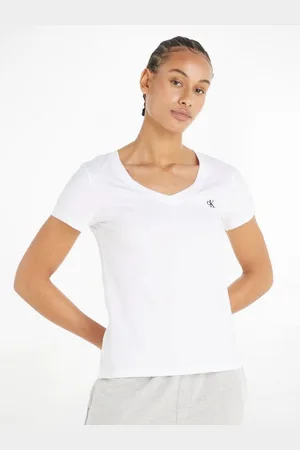 Calvin Klein V-Shirt CK EMBROIDERY STRETCH V-NECK (1-tlg) mit kleiner Calvin Klein Logo-Stickerei auf Brusthöhe