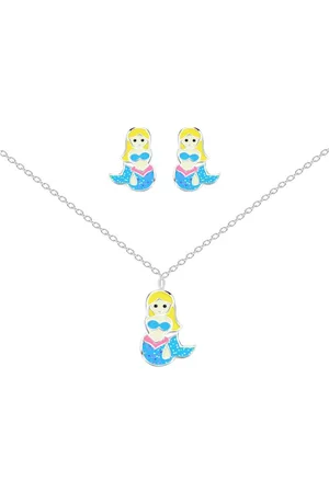 ALEXANDER YORK Schmuckset Meerjungfrau blau, 4-tlg. (Kette mit Anhänger, Ohrstecker), 925 Sterling Silber - Verkäufer: