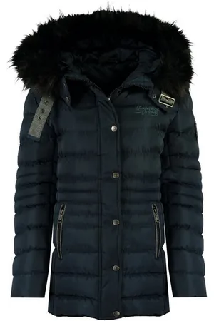 Geographical Norway Winterjacke Damen Outdoor Jacke Steppjacke in Unifarbe, abnehmbarer Fellimitat - Verkäufer: leyoley