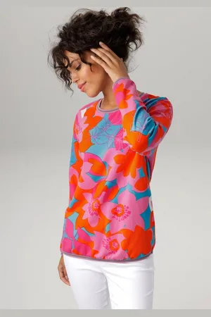 Aniston Sweatshirt mit großflächigem, farbenfrohen Blumendruck