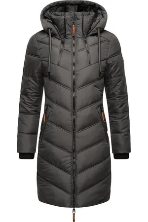 Marikoo Wintermantel Armasa modischer Damen Winter Steppmantel mit Kapuze