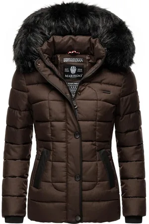 Marikoo Steppjacke Unique modische Winterjacke mit Kunstpelz-Kapuze
