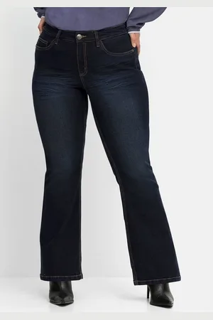 Sheego Bootcut-Jeans Große Größen mit Used-Effekten, extralang