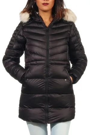 Geographical Norway Winterjacke Damen Outdoor Jacke Steppjacke Konisch geschnitten in Unifarbe, mit flauschiger Kapuze - Verkäufer: leyoley